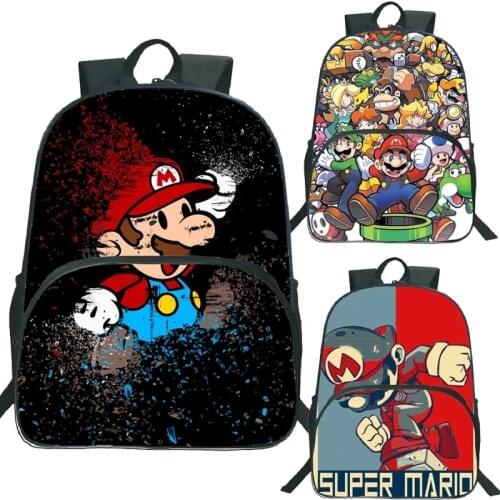 Mario Bros Backpack Children Anime School Bags Boys Girls Mochila Kids Cartoon Primary Bookbag Teens Laptop Backpack
