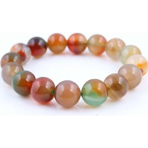 Hot 12mm 14mm Natural Crystals Agat Chakras Stone Bracelet Beads Jewelry Bracelets Yellow Crystals Clear Crystals Bracelet