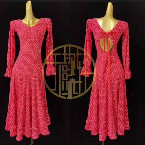 The new National standard modern dance clothing practice clothing ballroom dancing WaltzWave Point Long Sleeve