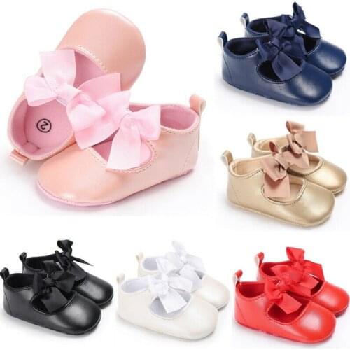 Newborn Toddler Baby Crib Shoes Princess Bow Children Kids Girl Dress Shoes Flats Wedding Party 0-24M