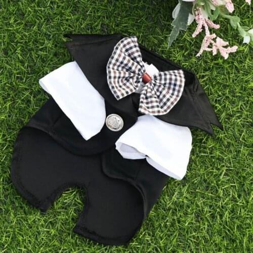 Pet Dog Clothes Western Style Mens Wedding Suit Bow Tie Puppy Costume Gentleman Pet Dogs Clothes ropa perro S-3XL V