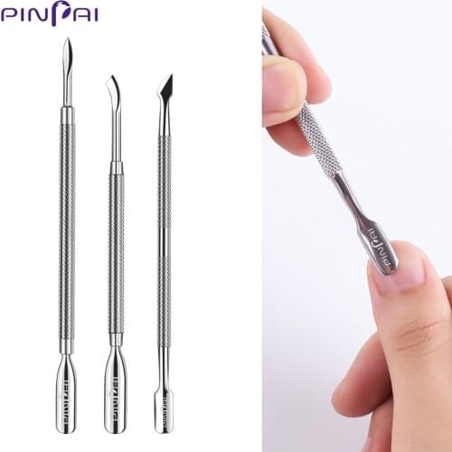 Pinpai Stainless Steel Nail Cuticle Pusher UV Gel Polish Remover Double Sided Dead Skin Trimmer Cleaner Pedicure Manicure Tools