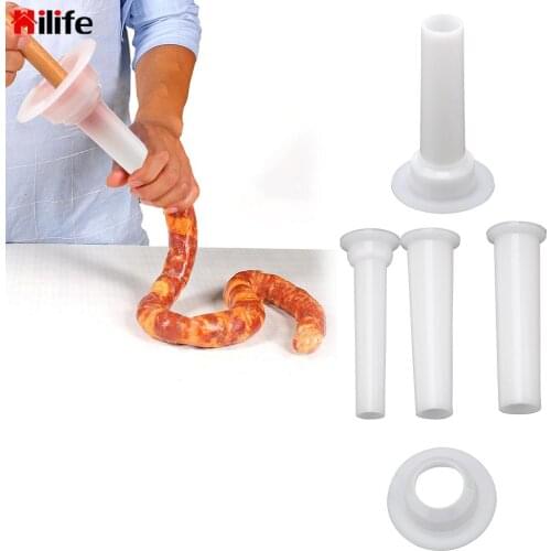 HILIFE Filling Funnel Meat Grinder 1set Sausage Stuffer Filling Tubes with Base Filling Meat Tubes Plastic DIY Sausage Maker