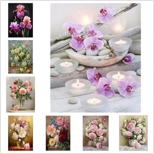 Full square or round drill home decoration diy diamond painting flowers needlework 3d full diamond embroidery painting WG829