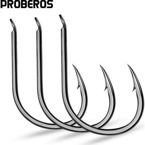 PROBEROS 200PCS/lot Fishing Hooks 1#-15# High Carbon Steel Jig Big Hook Single Hooks SZ004 Barbed Hooks Fishing Tackle