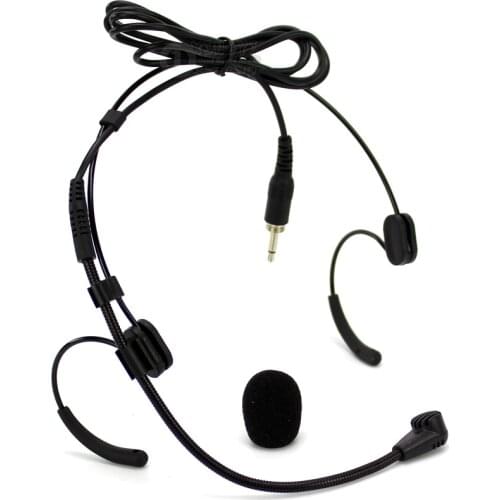 Wired Double Earhook Mic Condenser Headset Microphone 3.5mm Jack Male External Screw Lockable For Wireless Bodypack Transmitter