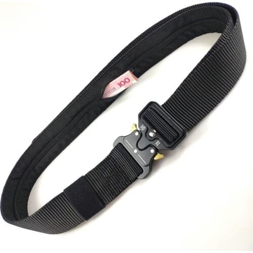 38MM Tactical Nylon Zipper Belt Mens Military Fan Multi-function Zipper Hidden Wallet Security Buckle Fashion Belt