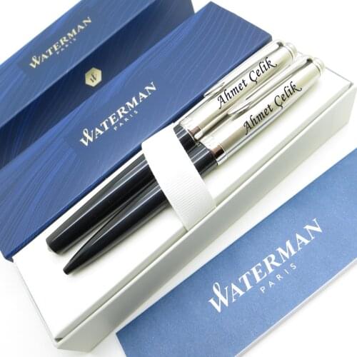 Waterman Embleme Black Fountain Pen + Ballpoint Pen Set | İsme Special Pen | Gift Pen