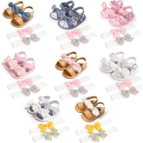 Baby Girls Bow Knot Sandals Cute Summer Soft Sole Flat Princess Infant Non-Slip First Walkers