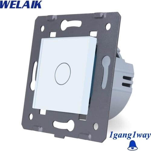 WELAIK EU Glass-Panel Wall-Switch EU DoorBell-Touch Switch-DIY Parts-Light-Switch 1gang-1way AC250V A911MLW