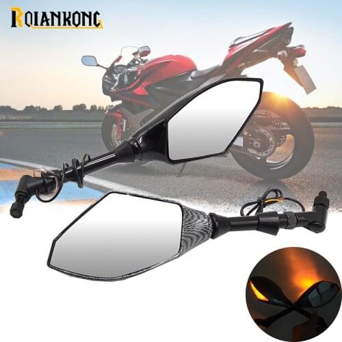 Motorcycle fiber Carbon LED Turn Signals Light Indicator Mirrors for HONDA SUZUKI KAWASAKI YAMAHA xt660 wr250 wr125 xt125