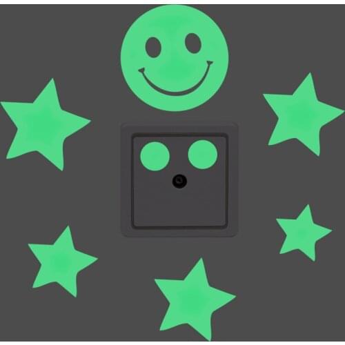 Luminous Smiley Stars Wall Stickers Golw In The Dark Decor For Room Childrens Room Bedroom Art Mural Peel & Stick PVC Wallpaper