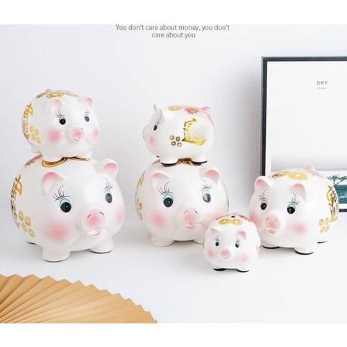 Pig Wedding Money Box Kids Coin Secret Toy Ornament Ceramic Hidden Safe Piggy Bank Cartoon Paper Money Tirelire Home Decor 50