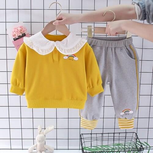 Spring Autumn Girls Clothing Set 2021 New Casual Fashion Pullover Sweater+Pant Kid Children baby toddler Sports Outfits 0-4 Year