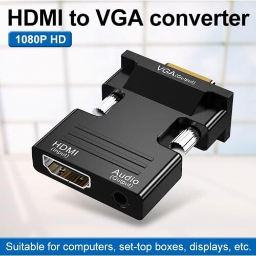 HDMI-Compatible to VGA Converter 1080P Female to Male Video Adapter Converter Cord Support Notebook Player Laptop TV Projector