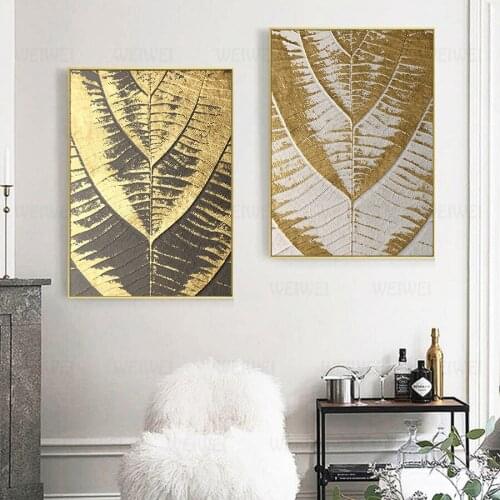 Vintage Posters Gold Leaf Painting Prints Abstract Wall Art Nordic Plants Canvas Oil Large Picture For Living Room Kitchen Decor