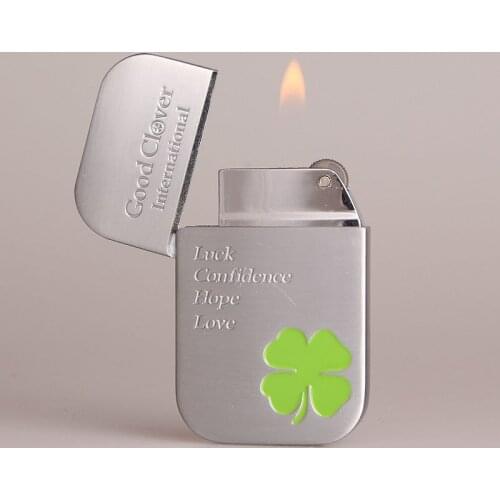 Unusual Lighter Clover Kitchen Torch Portable Inflatable Metal Butane Gas Lighters Grinding Wheel Flint for Ignition Mens Gift