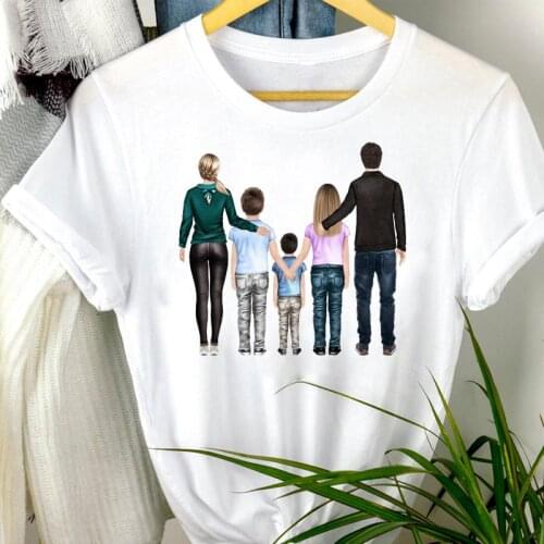 Women Clothes Watercolor Sweet Happy Family Mama Mom Mother Cartoon Print Fashion Tshirt Kawaii Female Tee Top Graphic T-shirt