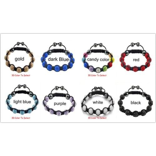 Women handmade+Free Shipping+Gift 10mm KE Mixed Disco Ball Beads Bracelet Fasion Jewelry For Men crystal