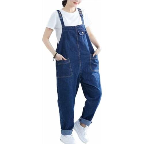 Fashion Plus size 5XL-8XL Denim Jumpsuits Overalls Women Adjustable Sling Jeans Female Loose Casual Harem Pants Rompers G185