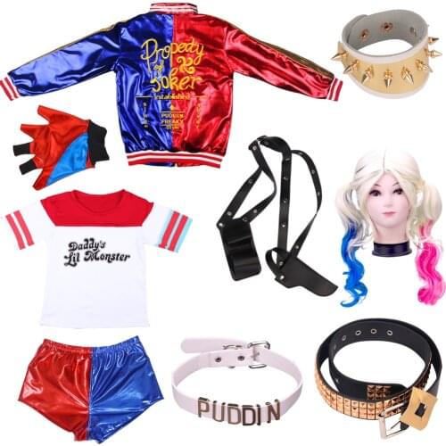 Halloween Holiday Party Adult Suicide Costume Squad Harley Cosplay Quinn For Women Arkham Asylum City Joker Movie Anime Dress Up