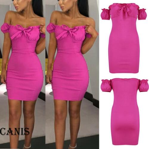 Womens Mini Dress Party Club Bandage Off Shoulder Dresses Sexy Fashion Fold Bodycon Dress hirigin Brand New 2020