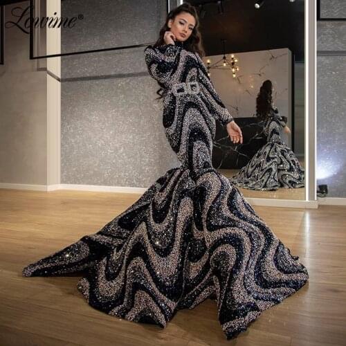 Vestidos Mermaid Evening Dress Long Glitter Prom Dresses 2020 Arabic Dubai Custom Black Party Gowns For Weddings Abendkleider