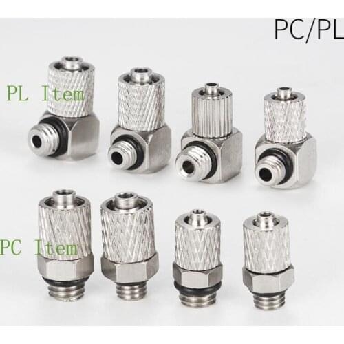 1pc Micro Pneumatic Fast Twist Fittings Elbow/Straight Through Quick Joint Coupler Connector M5 M6 Thread
