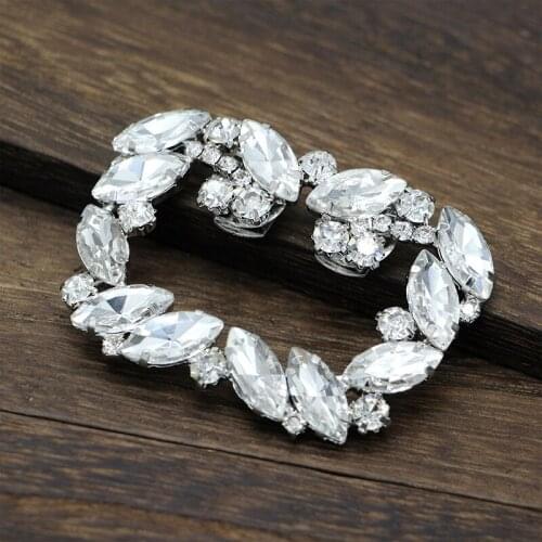 1pc Fashion Rhinestone Shoe Square Bowknot Shape Clips Silver Shoes Buckle Elegant For Shoe Decorations For Women Girl