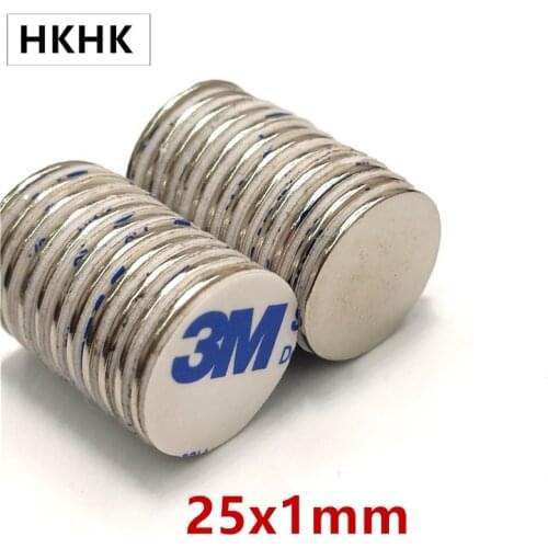 10PCS N52 neodymium magnet 25*1 Belt with 3M self - adhesive disc magnet 25x1 magnet NdFeB magnets Dia 25 x 1 Magnetic standard