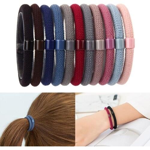 10 Pcs High Elastic Hair Ring Female Fashion Scrunchies Ponytail Holder Solid Color Hair Rope Headwear Durable Cotton Hair Ties