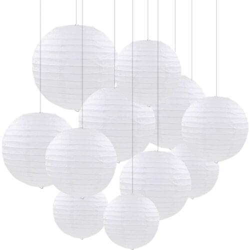 30PC Mixed 6-14'' White Paper lanterns Chinese Wedding lanterne papier lampion Baby Shower Birthday Party Halloween Decoration