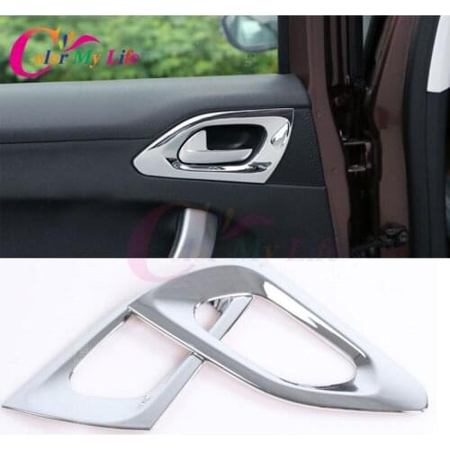 Color My Life 4Pcs Car Chrome Inner Door Handle Trim Door Bowl Cover Sticker for Peugeot 2008 2014 - 2017 Auto Accessories