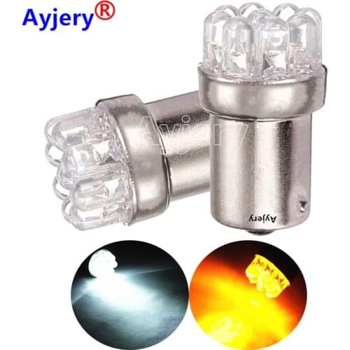 AYJERY 2 PCS 12V Car LED Lights S25 1156 BA15S 1157 BAY15D 9 SMD Turn Light Rear Auto Bulbs White Amber Blue Red Signal Lamp