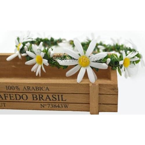 White Daisy Flower Headband Princess Bride Crown Women Girls Rustic Floral Wedding Decoration Bridal Bridesmaid Hair Accessories