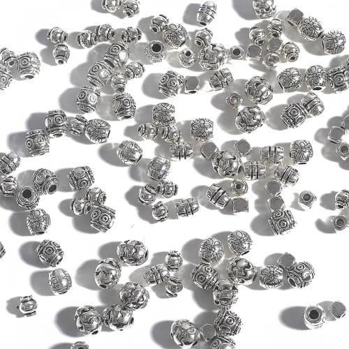 20-50pcs 2-5mm Antique Silver Color Tibetan Metal Beads Handcraft Prayer Spacer Beads For Jewelry Making DIY Bracelet Nekclace
