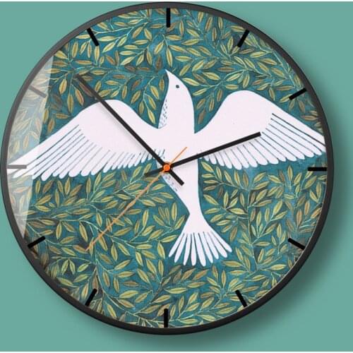 Nordic Decorative Wall Clock Living Room Bedroom Chinese Classic Wall Clock Art Simple Metal Green Nordic Home Decoration AA50ZB