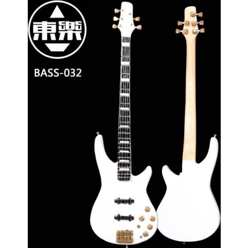 Wooden Handcrafted Miniature Guitar Model Bass-032 Bass Guitar Display with Case and Stand (Not Actual Bass! for Display Only!)