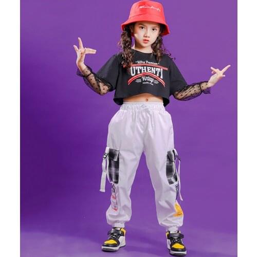 Kids Hip Hop Outfits Crop Tops Sweatshirt Plaid Skirt Casual Pants Girls Carnival Jazz Dance Costume Ballroom Dancing Streetwear