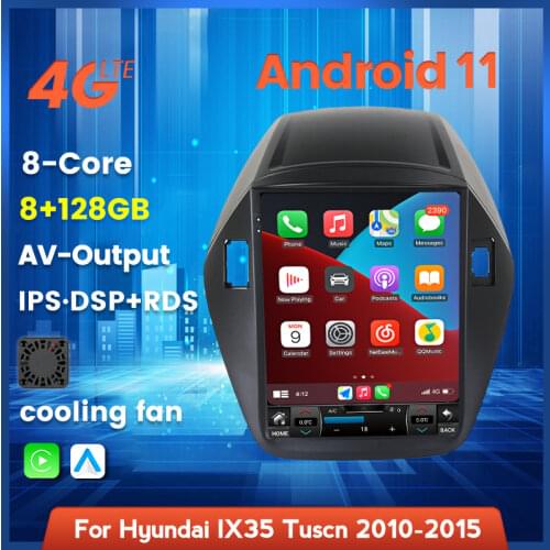 IPS 4G Lte WIFI Android 11 GPS For Hyundai IX35 Tuscon 2010-2015 Car Radio Multimedia Tesla Vertical Screen Navi Stereos 2 DIN