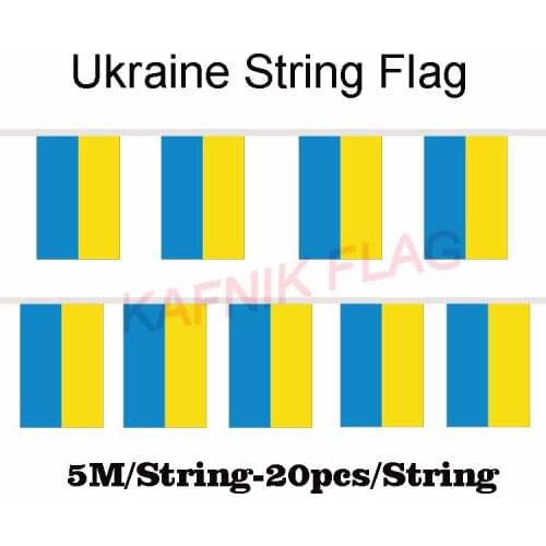 KAFNIK,5 meters 20 faces 14*21CM Ukraine String Flag Banner Bar For Party Decoration/World Event Carnival Decor