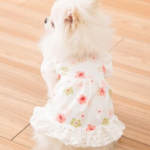 Summer Dog Dress White Floral Lace Princess Dress for Small Medium Dogs Clothes Puppy Cat Skirts Cute Girls Pet Apparel Chihuahu