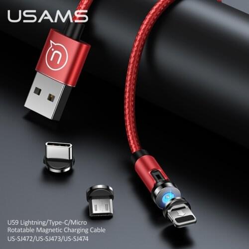 USAMS Magnetic Cable Micro USB For iPhone 12 Samsung Xiaomi Huawei Fast Charging Magnet Charger USB Cable Mobile Phone Cord Wire
