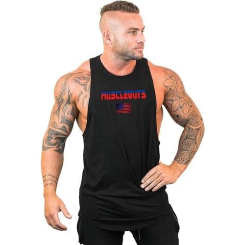 Brand Summer American Flag Bodybuilding Stringer Tank Top Mens Fitness Sleeveless Shirts Gym Clothing Undershirt