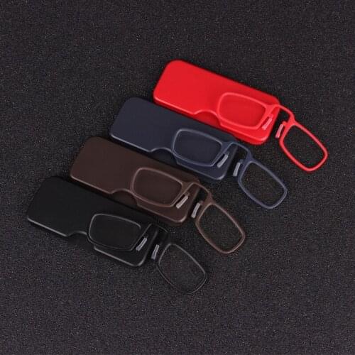 Mini Square Men Reading Glasses Women Clip Nose Presbyopic Eyewear Silicone Frameless Wallet Magnifier Diopter Ultralight Reader