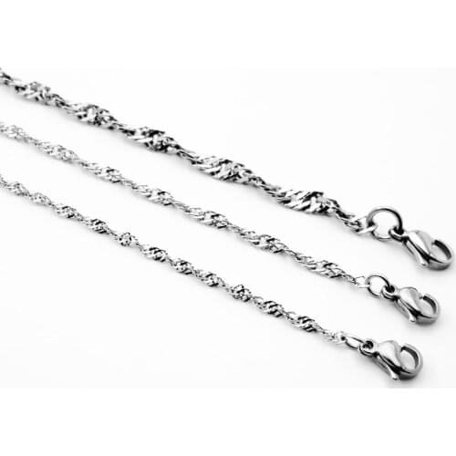 Stainless Steel Water Wave Chain Necklace For Man & Women Fashion Jewelry