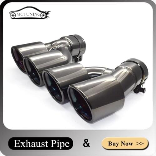One Pair Car Accessories Exhaust Pipe For 5 Series G30 G38 525li 530 540 2018-2021 Glossy Black Silver Carbon Fiber Muffler Tip