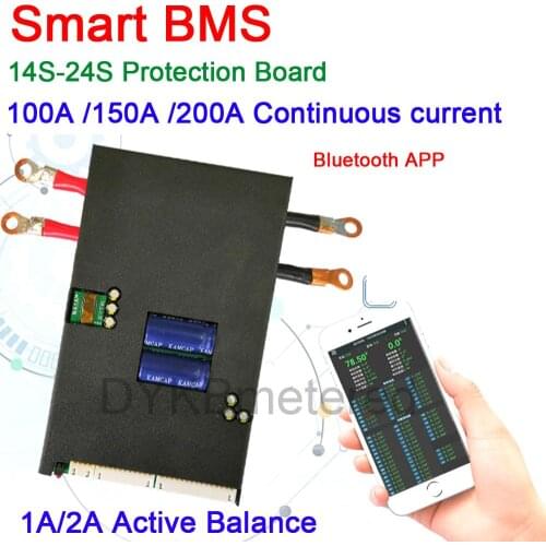 14S- 24S 1A/2A Active balance protection board 100A 150A 200A Smart Bluetooth APP BMS Lifepo4 li-ion LTO lithium Battery 16S 20S