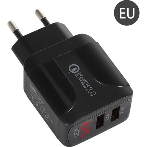 EU/US plug Phone Charger QC 3.0 Fast USB Charger For IPhone 12 Quick Charge For Mobile Phone Universal LED Phone Accessories