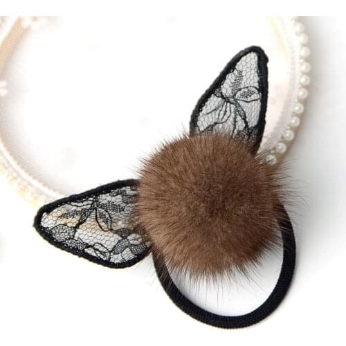 Fashion Real Mink Fur Hairbands for Women Girls Hair Elastic Ropes Ponytail Holders Accessories